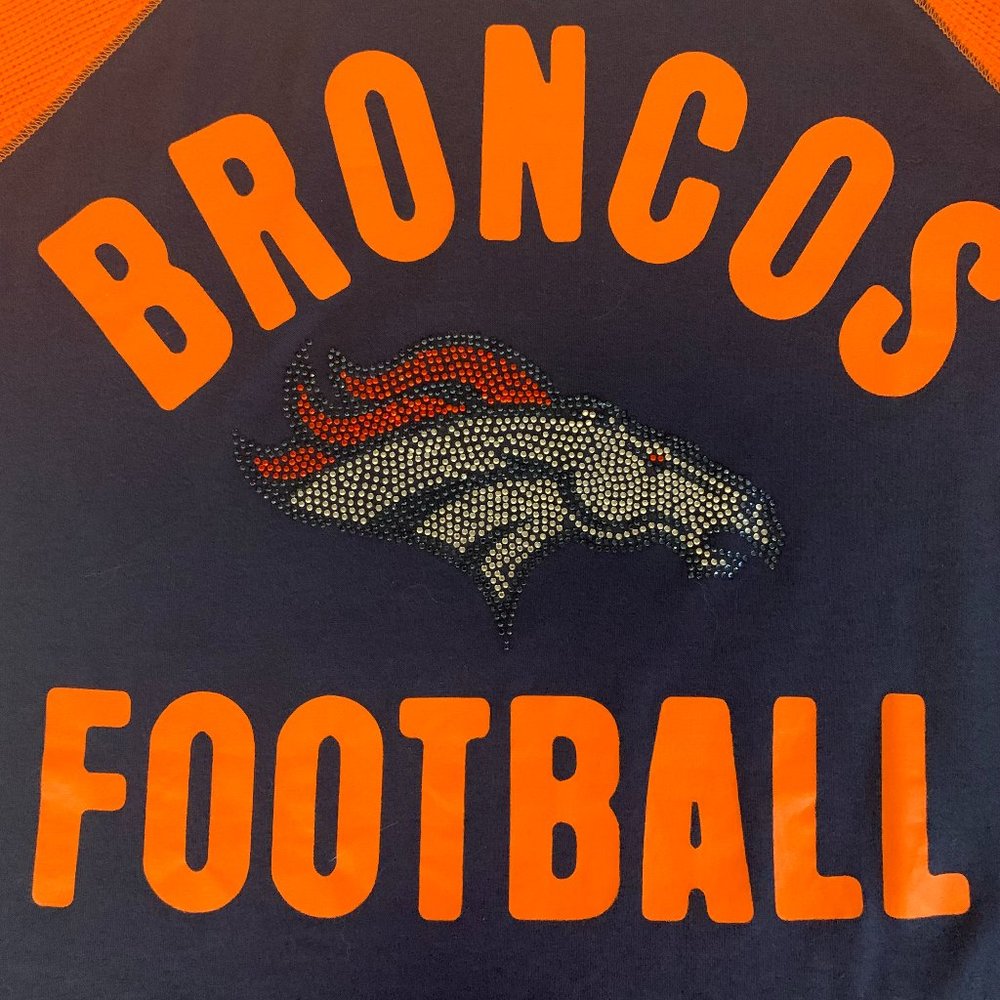 Denver Broncos Touch Women's Waffle Long Sleeve T-Shirt Navy Orange - Small - Picture 4 of 11
